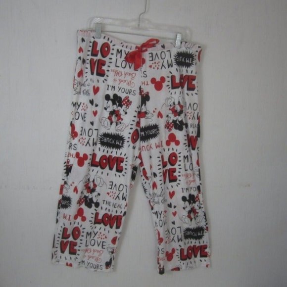 Disney Pajama Bottom Teen Mickey Minnie Love XL 15/17 drawstring elastic - Picture 3 of 12